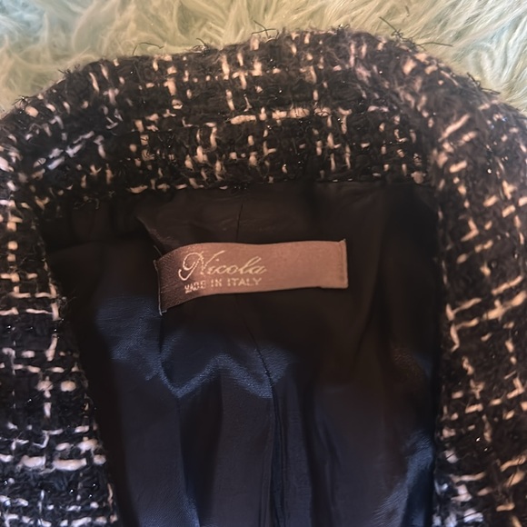 Nicola Italian-made Black and White Jacket Blazer Size 10 - Picture 5 of 11